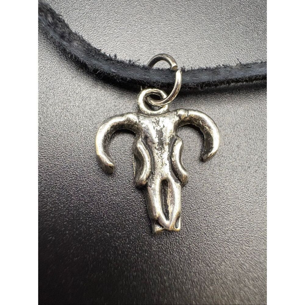 Cow Skull and Leather Necklace, Mens, 22”, NEW, Handmade